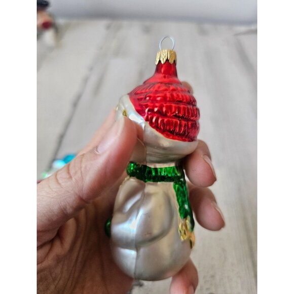 Vintage glass snowman Columbia blue green red Xmas tree - Picture 10 of 13